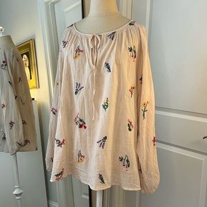 Madewell Botanical Embroidered Blouse - Size XL